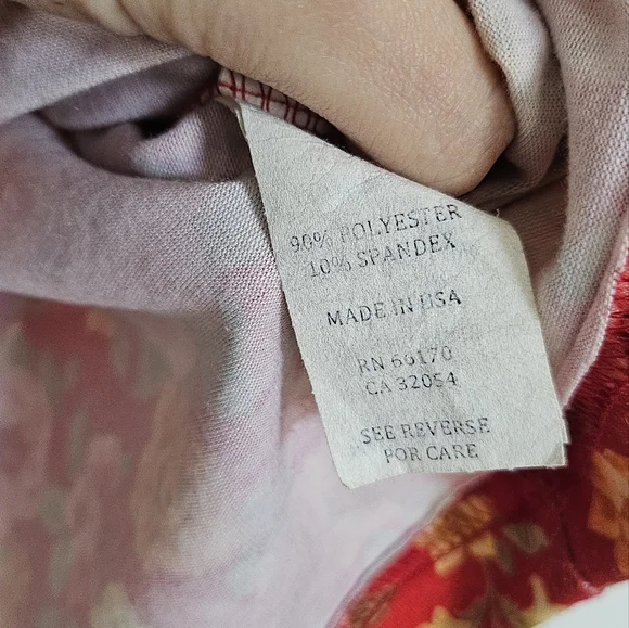 Free People Intimately Red Bodycon Tank Dress Pink Orange Yellow Floral Print - Picture 3 of 4